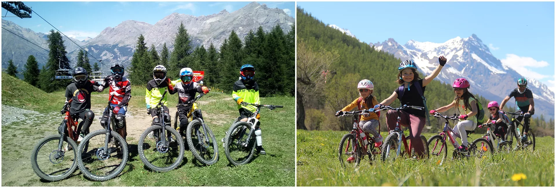 Photo de groupe pratiquant le vtt à serre chevalier
